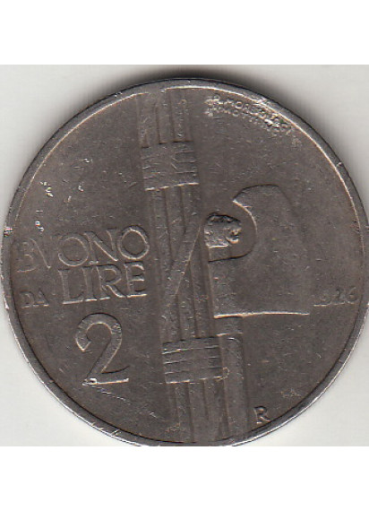 1926 Buono Da 2 Lire Circolata Vittorio Emanuele III Rara